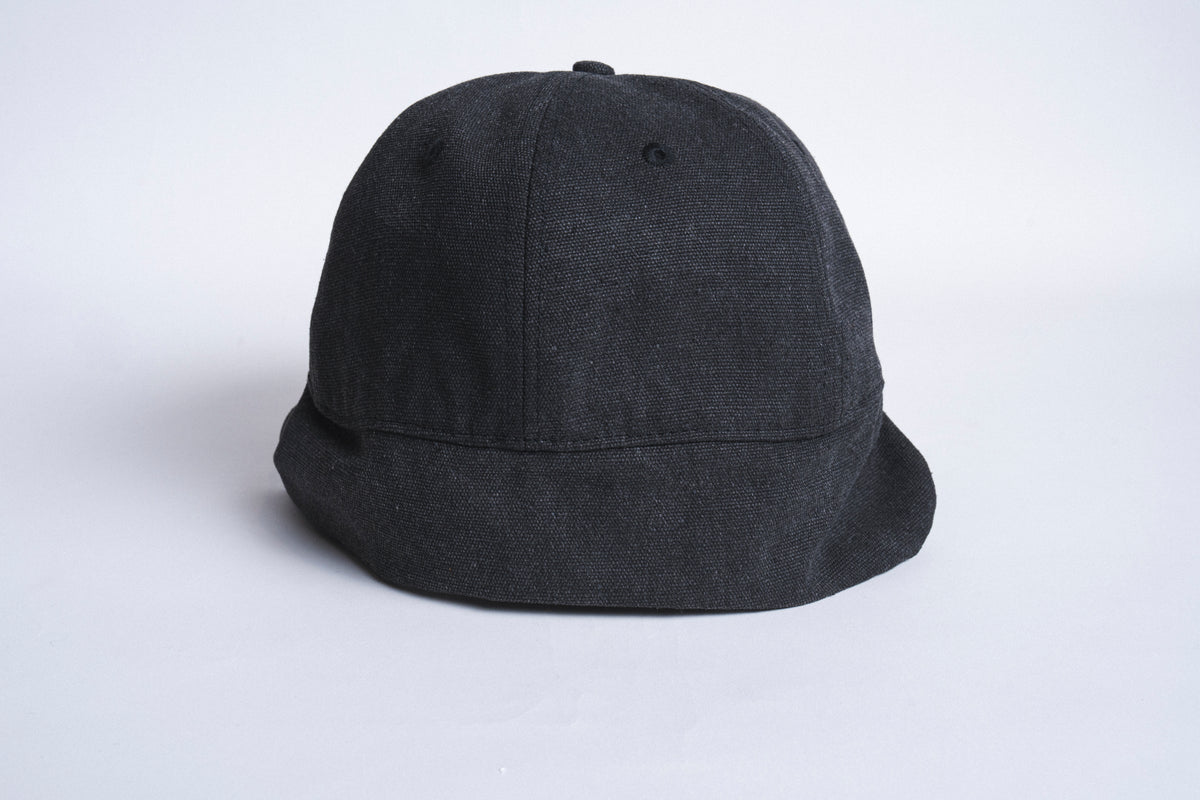 Washed Canvas Flap Cap - Black