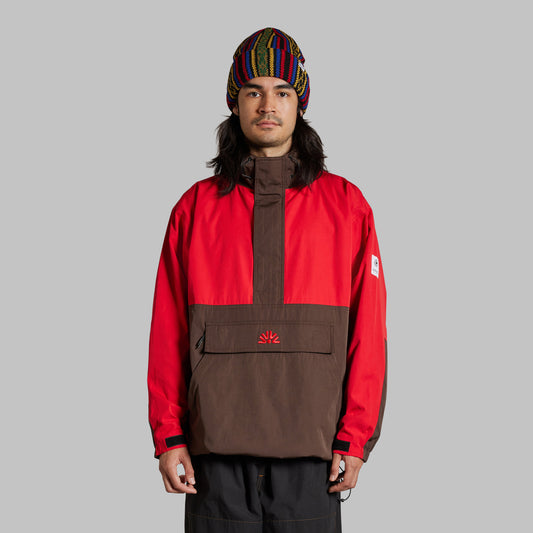 2025 CASCADE ANORAK JACKET - RED / CHOCO BROWN