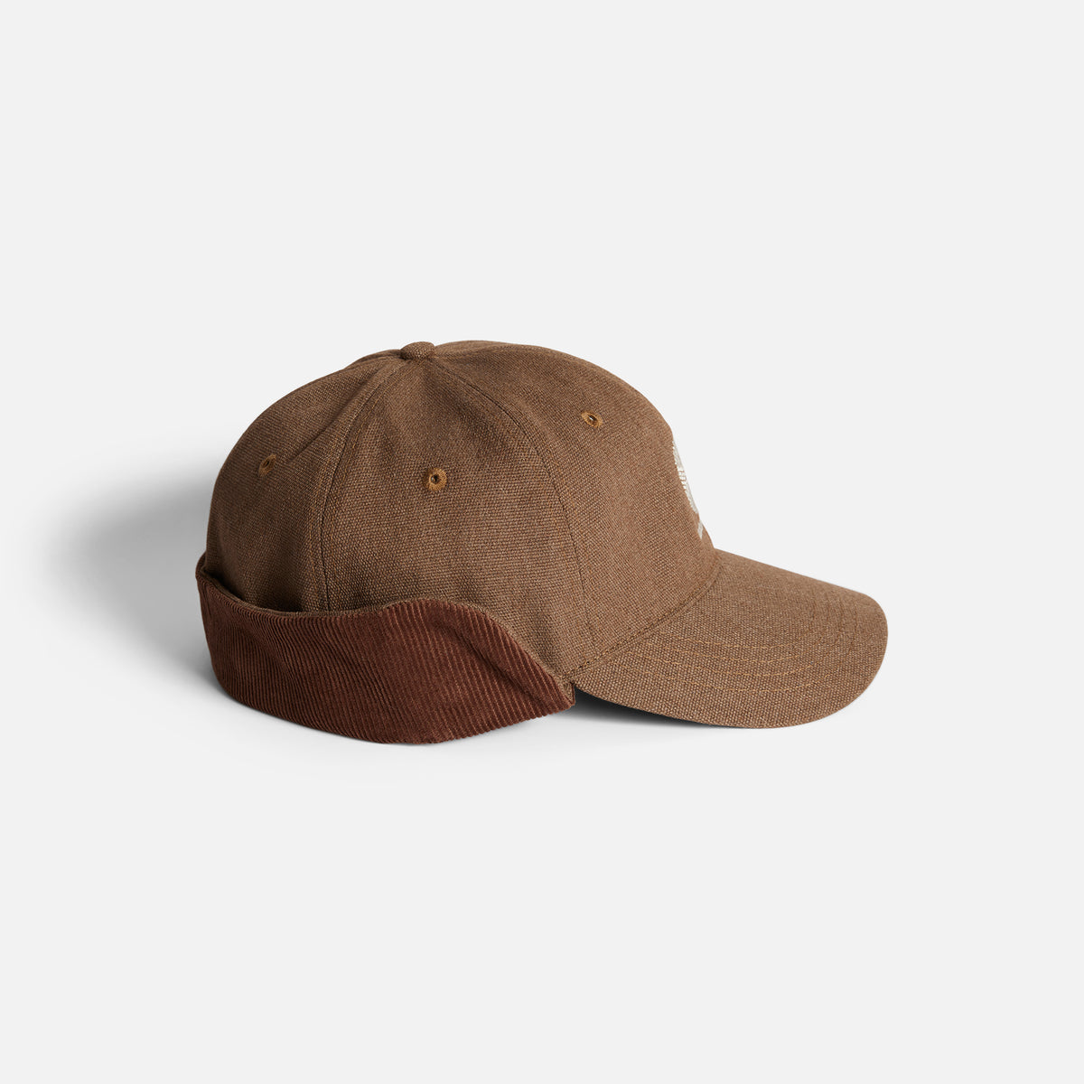 Washed Canvas Flap Cap - Brown