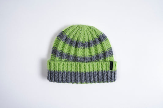 Rugby Stripe Beanie - Cement