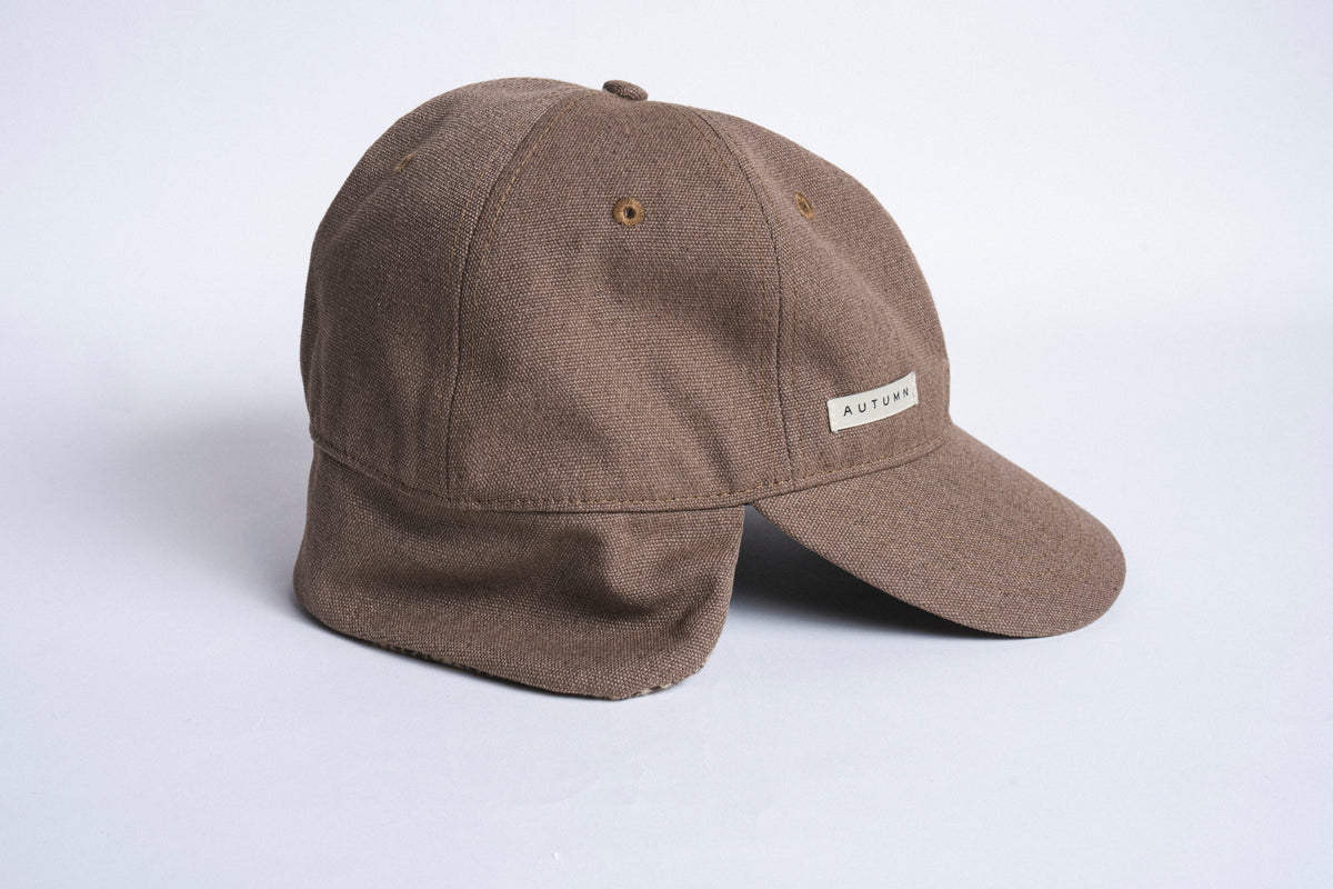Washed Canvas Flap Cap - Dark Sand