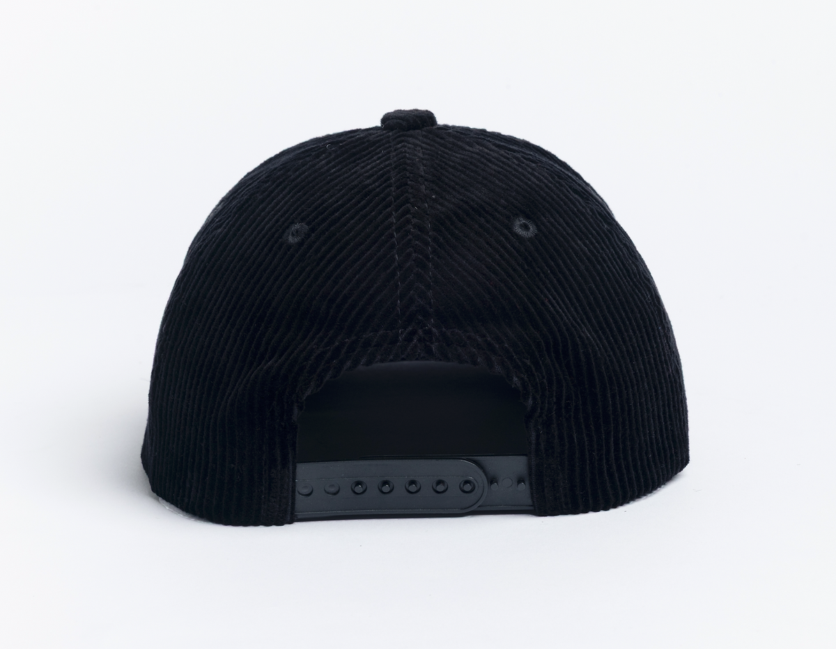 Cord 5 Panel Snapback - Black
