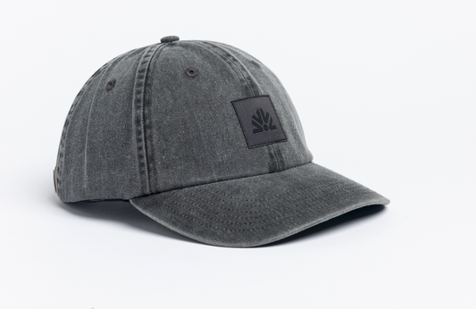 Washed 6 Panel Strapback - Black