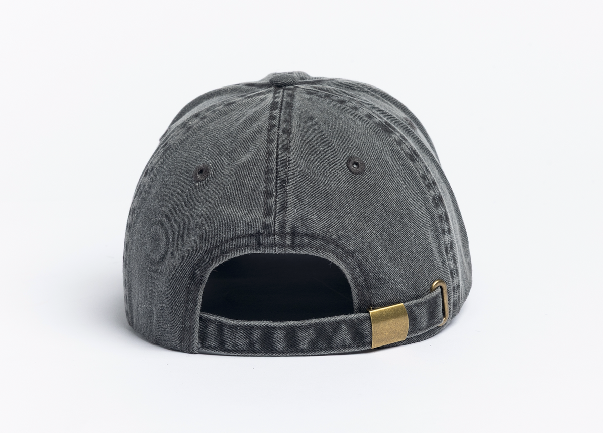 Washed 6 Panel Strapback - Black