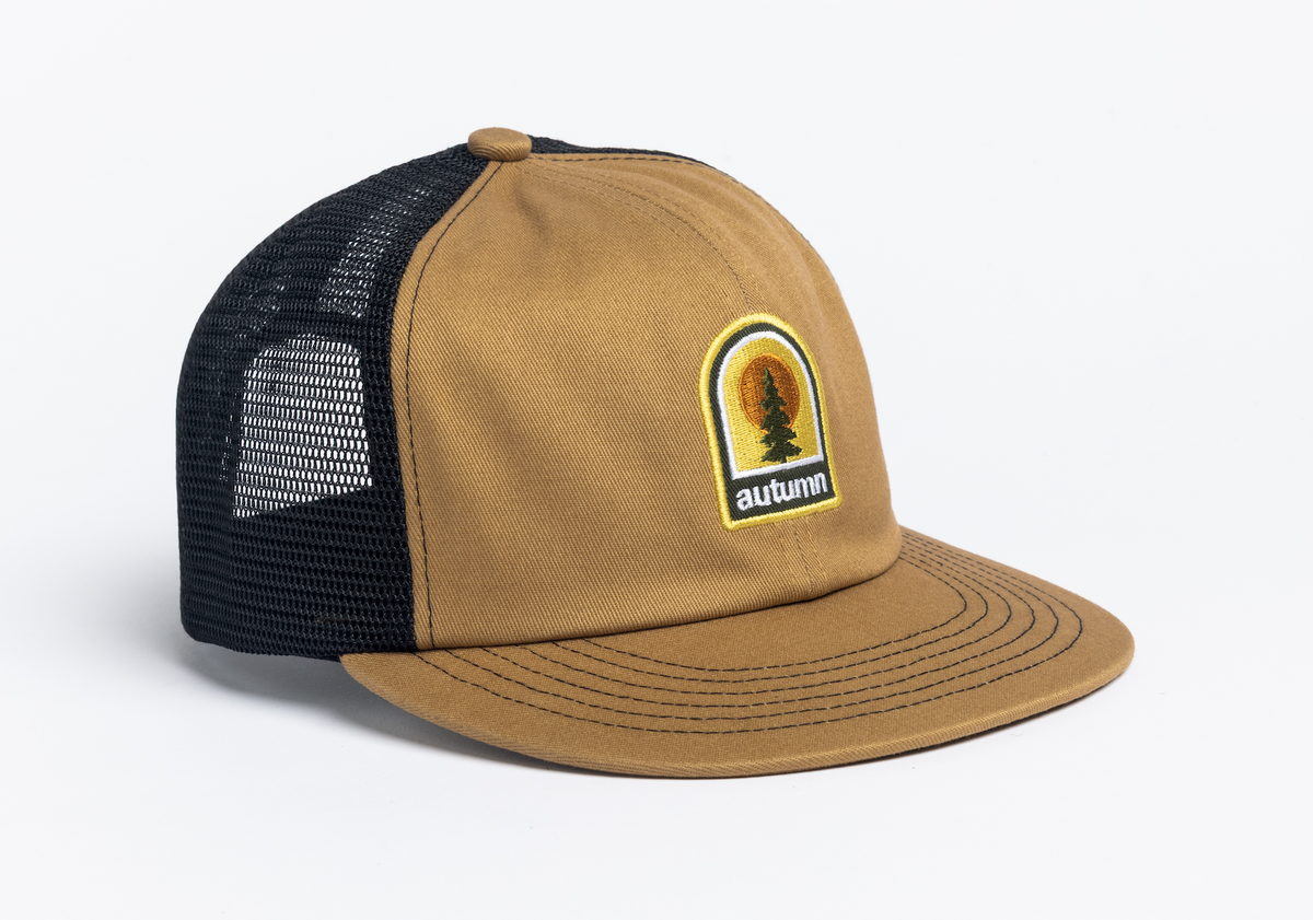 Twill 6 Panel Trucker - Brown