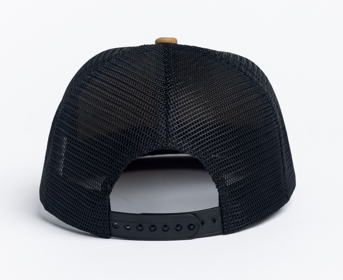 Twill 6 Panel Trucker - Brown